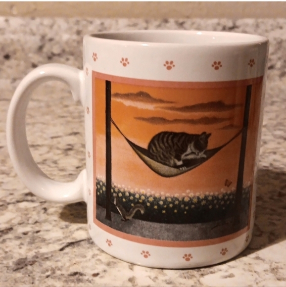 1980's Vintage Vandor Cat Mugs, Made In Japan, Pumpkin Fishbowl & Hammock Cups - Picture 4 of 10